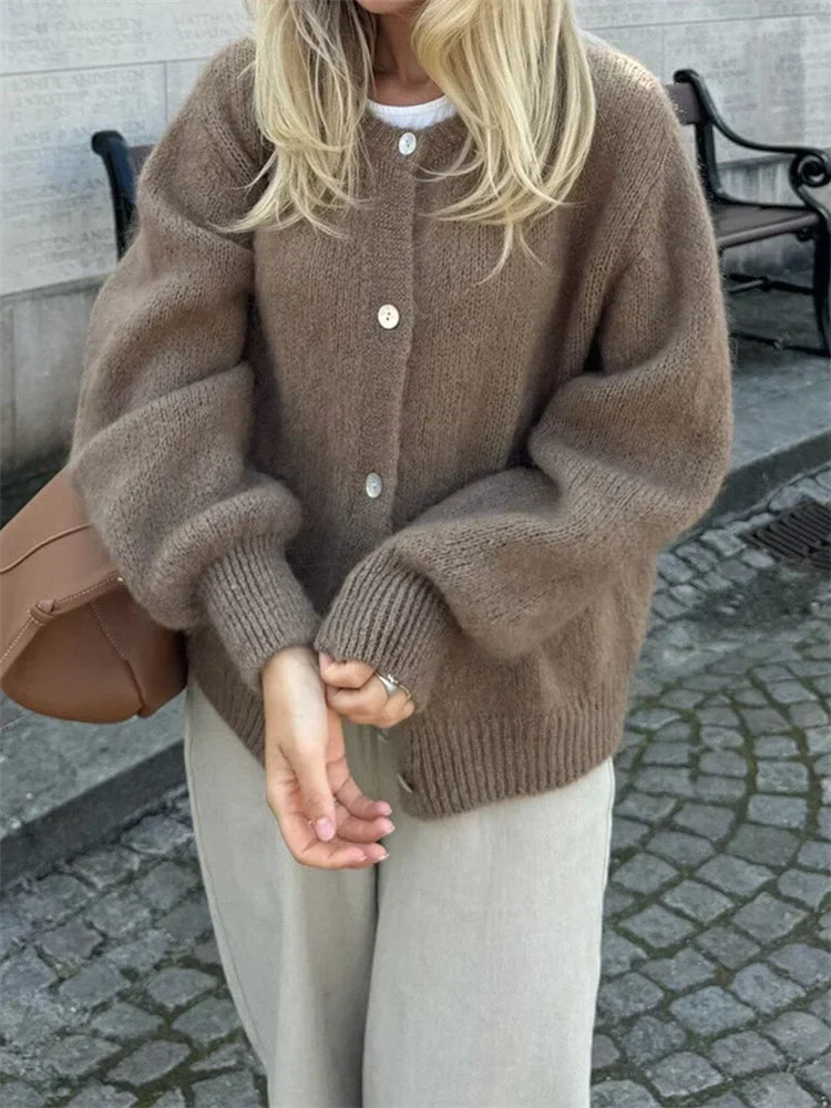 Zeffaro™ | Cardigan Fuzzy en Maille avec Boutons