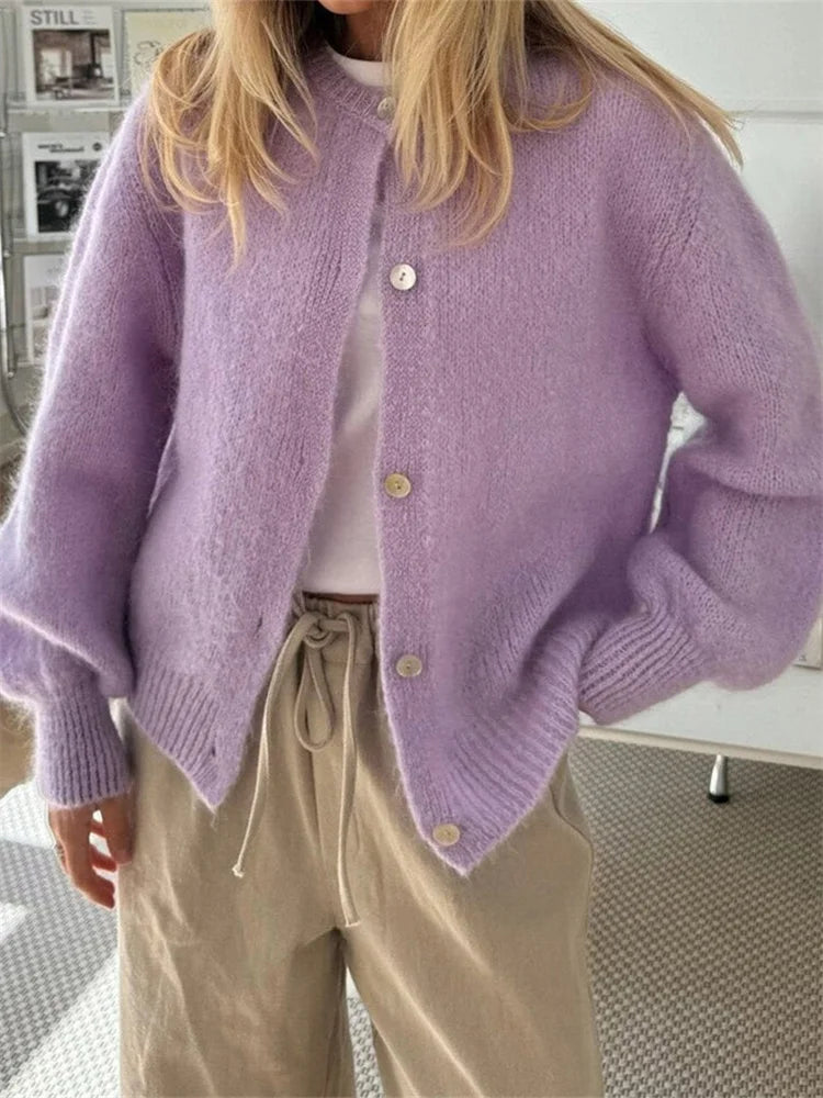 Zeffaro™ | Cardigan Fuzzy en Maille avec Boutons