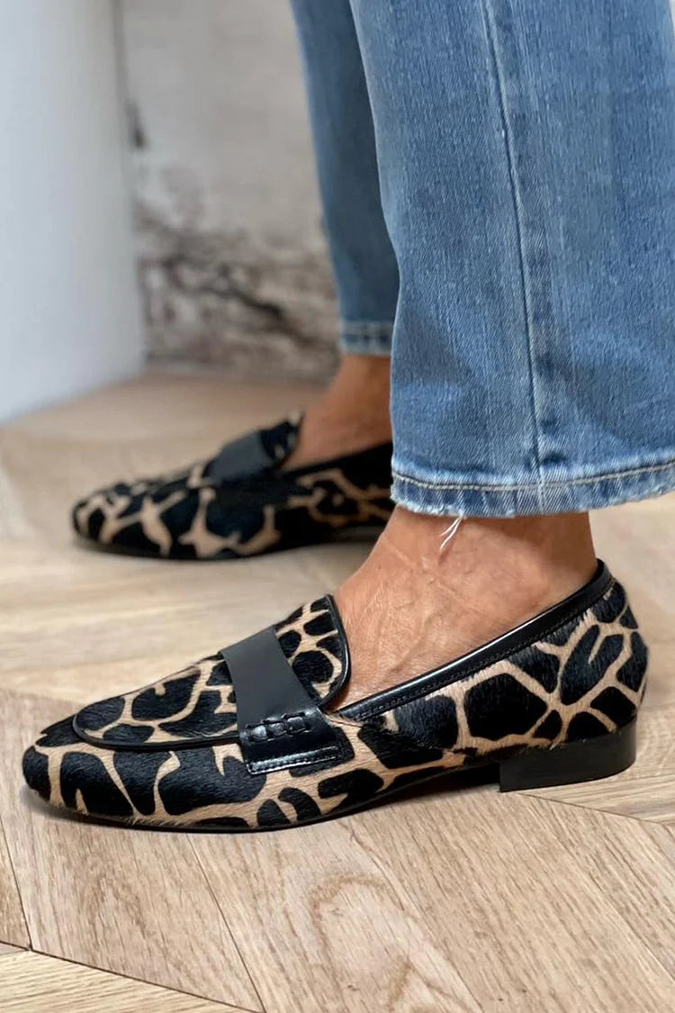 Zeffaro™ | Mocassins cosy chic imprimé vache