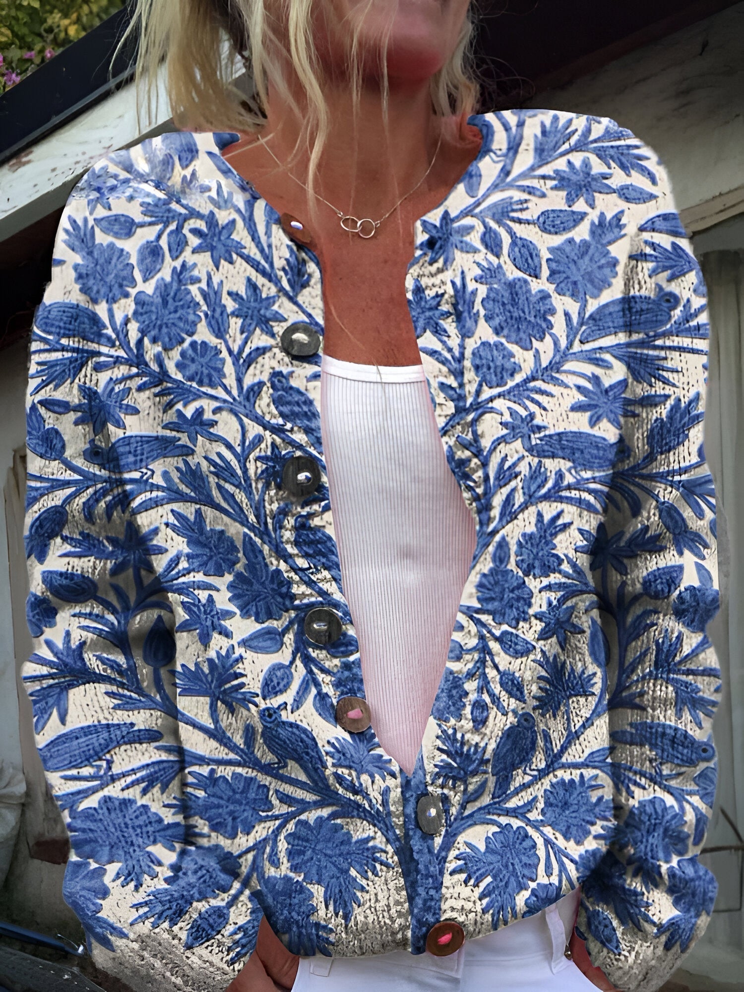 Zeffaro™ | Cardigan en Maille Florale de Luxe