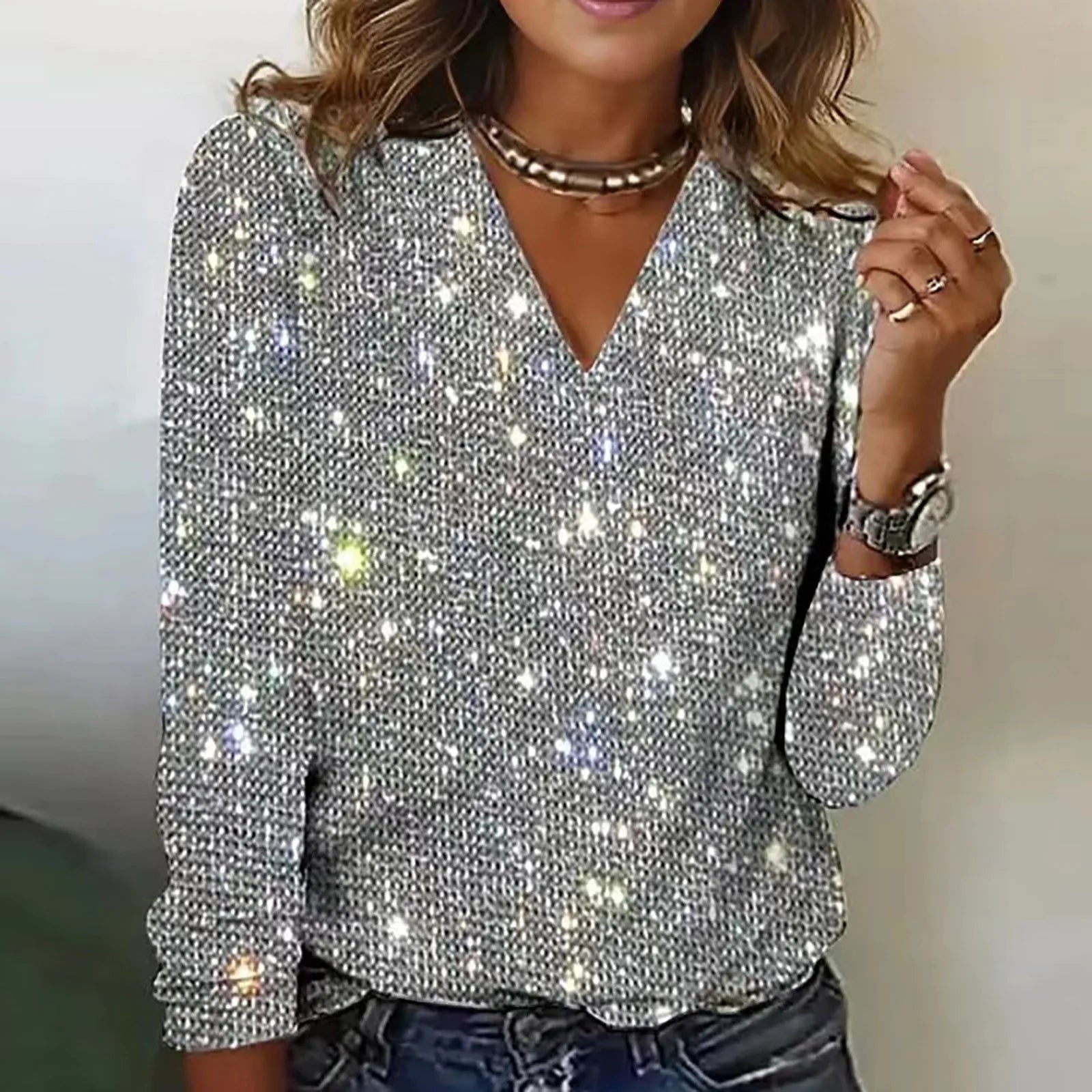 Zeffaro™ | Pull Col V À Paillettes
