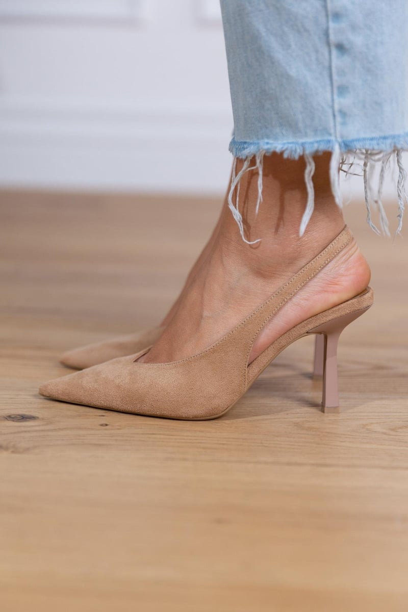 Zeffaro™ | Escarpins slingback nude à talon fin